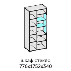 Аллегро-10 Шкаф 2дв. (со стеклом) (дуб крафт золотой-камень темный) в Глазове - glazov.mebel24.online | фото 2