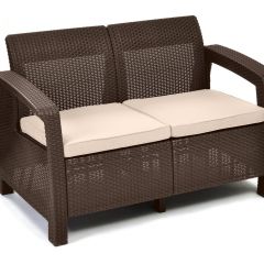 Диван пластиковый Корфу (Corfu love seat) коричневый - серо-бежевый* в Глазове - glazov.mebel24.online | фото