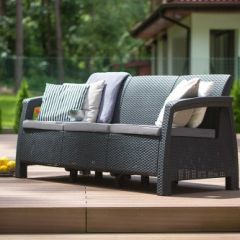 Диван пластиковый Корфу Макс (Corfu love seat max) графит в Глазове - glazov.mebel24.online | фото 3