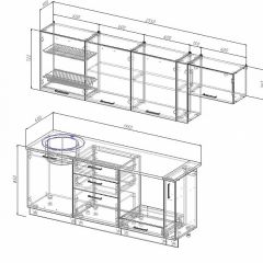 Кухонный гарнитур Антрацит 2550 (Стол. 26мм) в Глазове - glazov.mebel24.online | фото 2