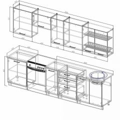 Кухонный гарнитур Антрацит 3000 (Стол. 26мм) в Глазове - glazov.mebel24.online | фото 2