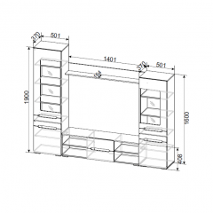 Гостиная МГС 6 Исполнение 1 (Венге/Белый глянец) в Глазове - glazov.mebel24.online | фото 3