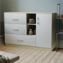 Комод К-3.1 (Дуб сонома/Белый жемчуг) в Глазове - glazov.mebel24.online | фото 2