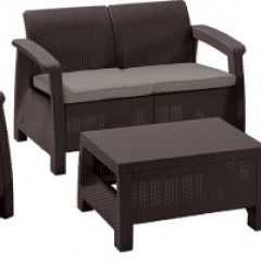 Комплект мебели Корфу сет (Corfu set) коричневый - серо-бежевый * в Глазове - glazov.mebel24.online | фото