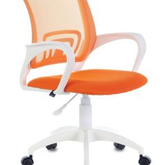 Кресло BRABIX "Fly MG-396W", пластик белый, сетка, оранжевое, 532401, MG-396W_532401 в Глазове - glazov.mebel24.online | фото