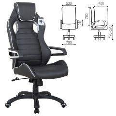 Кресло компьютерное BRABIX Techno Pro GM-003 (экокожа черное/серое, вставки серые) 531814 в Глазове - glazov.mebel24.online | фото
