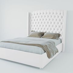 Кровать Берлин ЛЮКС с ПМ 1200 (экокожа белая) в Глазове - glazov.mebel24.online | фото 2
