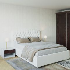 Кровать Берлин с ПМ 1600 (экокожа белая) в Глазове - glazov.mebel24.online | фото 2
