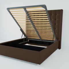 Кровать Венеция ЛЮКС с ПМ 1200 (экокожа коричневая) в Глазове - glazov.mebel24.online | фото