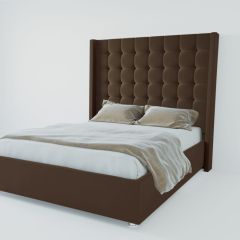 Кровать Венеция ЛЮКС с ПМ 1800 (экокожа коричневая) в Глазове - glazov.mebel24.online | фото