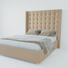 Кровать Венеция ЛЮКС с ПМ 800 (велюр светло-серый) в Глазове - glazov.mebel24.online | фото 2