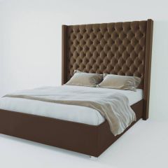 Кровать Версаль ЛЮКС с ПМ 2000 (экокожа коричневая) в Глазове - glazov.mebel24.online | фото