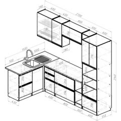 Кухонный гарнитур Ноктюрн мега прайм 1500х2700 мм в Глазове - glazov.mebel24.online | фото 2