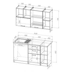 Кухонный гарнитур Ольга медиум 3 1400 мм в Глазове - glazov.mebel24.online | фото 2