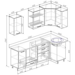 Кухонный гарнитур угловой Бланка 2200х1000 (Стол. 26мм) в Глазове - glazov.mebel24.online | фото 3