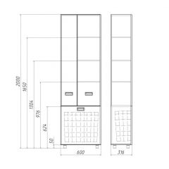 Пенал напольный Cube 60 без ящика с корзиной для белья Домино (DC5014P) в Глазове - glazov.mebel24.online | фото 3