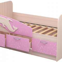 Кровать Дельфин 1,6 (Дуб молочный/фасад - Ламарти розовый) в Глазове - glazov.mebel24.online | фото