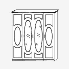 Прованс-2 Шкаф 4-х дверный с 2 зеркалами (Итальянский орех/Груша с платиной черной) в Глазове - glazov.mebel24.online | фото