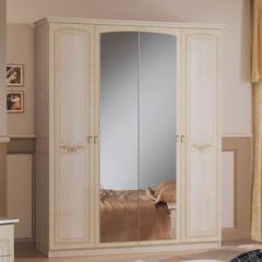 Шкаф 4-х дверный с зеркалами (08.244) Ирина (беж) в Глазове - glazov.mebel24.online | фото