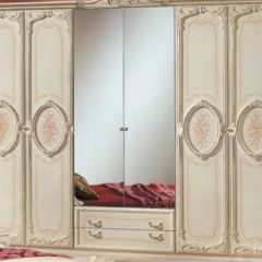 Шкаф 6-и дверный с зеркалами (01.146) Роза (беж) в Глазове - glazov.mebel24.online | фото