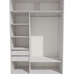 Шкаф-купе 1300 серии SILVER S1+S1+B2+PL2 (2 ящика+1 штанга+1 полка) профиль «Серебро» в Глазове - glazov.mebel24.online | фото 2
