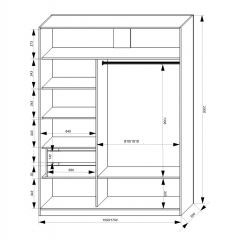 Шкаф-купе 1500 серии NEW CLASSIC K2+K2+B2+PL2(2 ящика+1 штанга+1 полка) профиль «Капучино» в Глазове - glazov.mebel24.online | фото 3