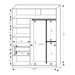 Шкаф-купе 1500 серии NEW CLASSIC K4+K4+B2+PL4 (2 ящика+F обр. штанга) профиль «Капучино» в Глазове - glazov.mebel24.online | фото 3