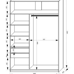 Шкаф-купе 1600 серии SOFT D1+D3+B2+PL1 (2 ящика+1штанга) профиль «Графит» в Глазове - glazov.mebel24.online | фото 4