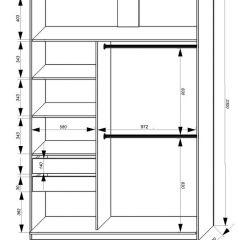 Шкаф-купе 1600 серии SOFT D8+D2+B2+PL4 (2 ящика+F обр.штанга) профиль «Графит» в Глазове - glazov.mebel24.online | фото 2