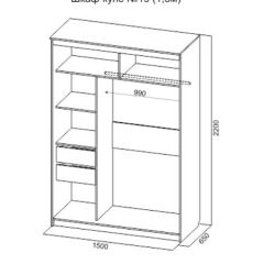 Шкаф-купе №19 Серия 3 Квадро (1500) Ясень Анкор светлый в Глазове - glazov.mebel24.online | фото 4