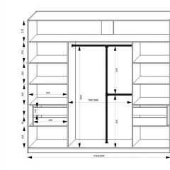 Шкаф-купе 2450 серии NEW CLASSIC K4+K4+K4+B22+PL4 (по 2 ящика лев/прав+F обр.штанга) профиль «Капучино» в Глазове - glazov.mebel24.online | фото 3