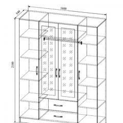 СОФИ СШК1600.1Шкаф 4-х ств с2мя зерк, 2 ящиками в Глазове - glazov.mebel24.online | фото 2