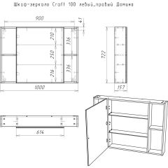 Шкаф-зеркало Craft 100 левый/правый Домино (DCr2206HZ) в Глазове - glazov.mebel24.online | фото 11