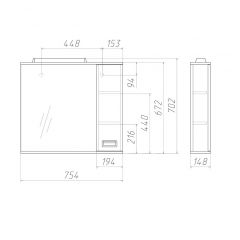 Шкаф-зеркало Cube 75 Эл. Правый Домино (DC5009HZ) в Глазове - glazov.mebel24.online | фото 3