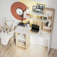 Стол компьютерный Олимп (дуб сонома/белый) в Глазове - glazov.mebel24.online | фото 2