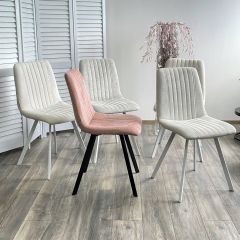 Стул ELVIS WZ2042-18 белая галька фактурный велюр / белый каркас М-City в Глазове - glazov.mebel24.online | фото 2