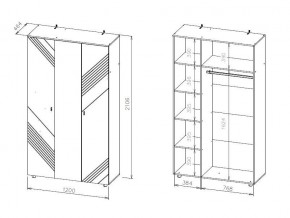 БАЙКАЛ Шкаф трехстворчатый (Графит/Дуб золотой) в Глазове - glazov.mebel24.online | фото 3