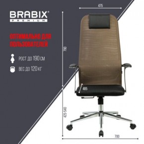 Кресло BRABIX PREMIUM "Ultimate EX-801" хром, плотная двойная сетка Х2, черное/коричневое, 532920 в Глазове - glazov.mebel24.online | фото 6