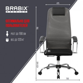 Кресло офисное BRABIX PREMIUM "Ultimate EX-800" хром, плотная двойная сетка Х2, черное/серое, 532912 в Глазове - glazov.mebel24.online | фото 3