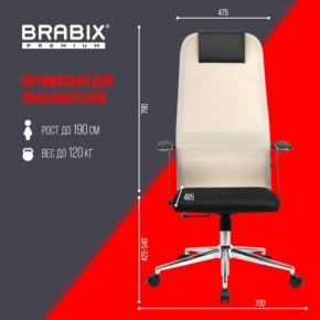 Кресло офисное BRABIX PREMIUM "Ultimate EX-801" хром, плотная двойная сетка Х2, черное/бежевое, 532919 в Глазове - glazov.mebel24.online | фото 6