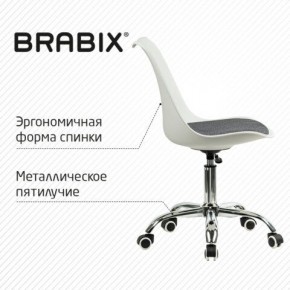 Кресло стул BRABIX "Eames MG-310 CH", хром, пластик белый, ткань серая, 532924 в Глазове - glazov.mebel24.online | фото 5