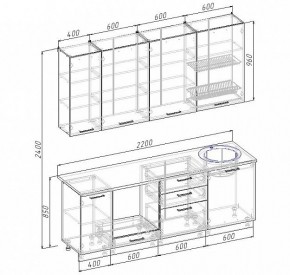 Кухонный гарнитур Антрацит 2200 (Стол. 26мм) в Глазове - glazov.mebel24.online | фото 3