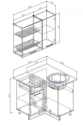 Кухонный гарнитур угловой Вегас 1000*1000 (Стол. 38мм) в Глазове - glazov.mebel24.online | фото 2