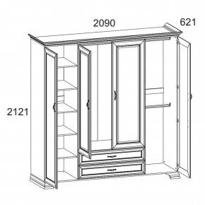 Шкаф 4D2S Z, TIFFANY, цвет вудлайн кремовый в Глазове - glazov.mebel24.online | фото 1