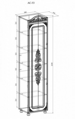 Шкаф для белья Ассоль АС-53К в Глазове - glazov.mebel24.online | фото 3