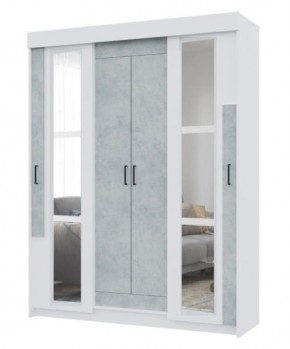 Шкаф-купе с зеркалами VICTOR (Белый-Бетон) в Глазове - glazov.mebel24.online | фото