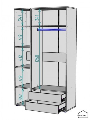Шкаф Linnea MHR-3-2 2050х1200х510 (Белый-М 11.1.1) в Глазове - glazov.mebel24.online | фото 3