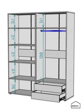 Шкаф Linnea MHR-4PO-2 2050х1600х510 (Белый-М 11.1.2) в Глазове - glazov.mebel24.online | фото 3