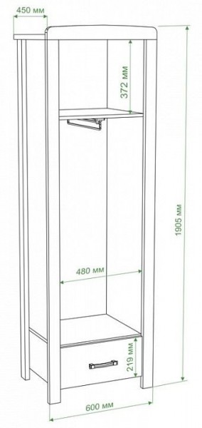 Шкаф платяной Бартоло Ш1Д в Глазове - glazov.mebel24.online | фото 2