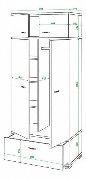 Шкаф платяной Домино КС-20 в Глазове - glazov.mebel24.online | фото 3